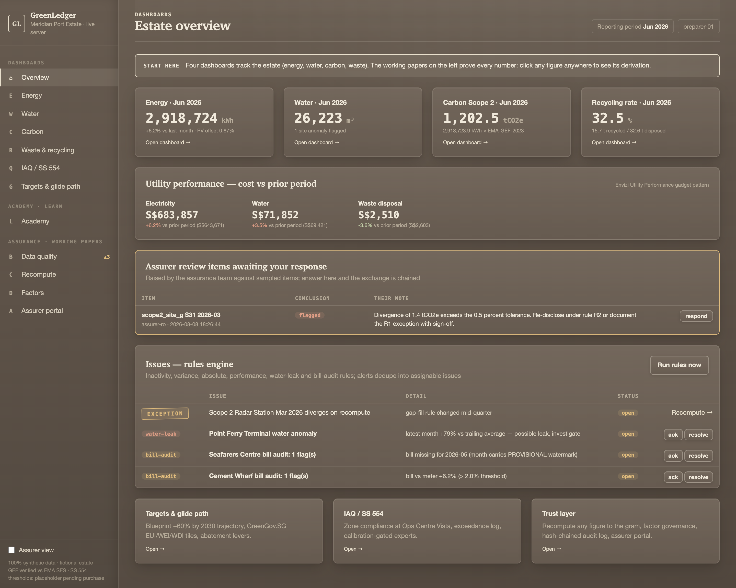Preparer overview showing the assurer review item awaiting response, with the assurer's note and a respond action
